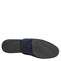 Blue Suede Slides Flat Slipper Men Shoes