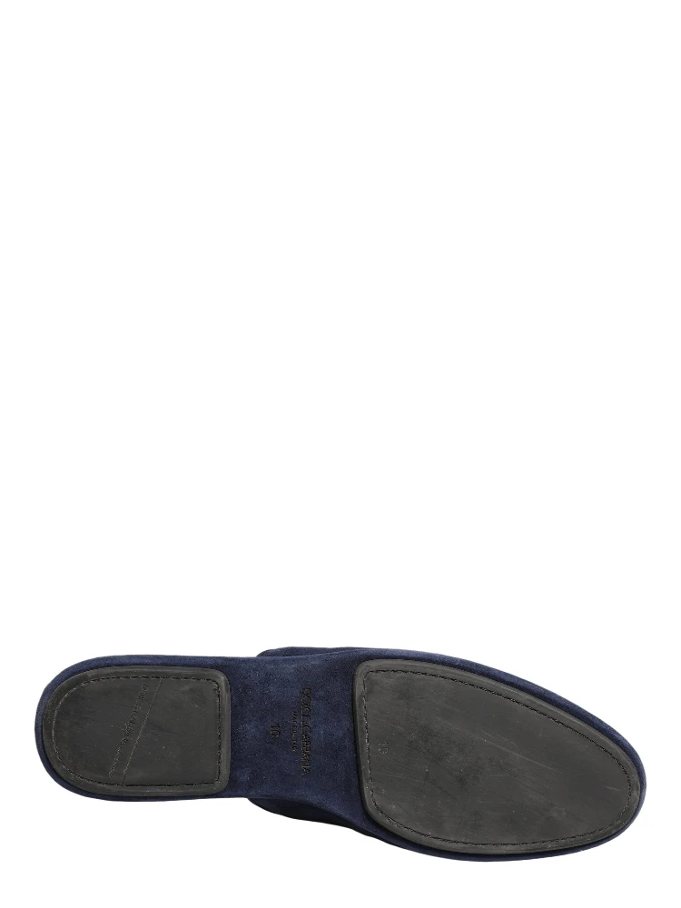Blue Suede Slides Flat Slipper Men Shoes