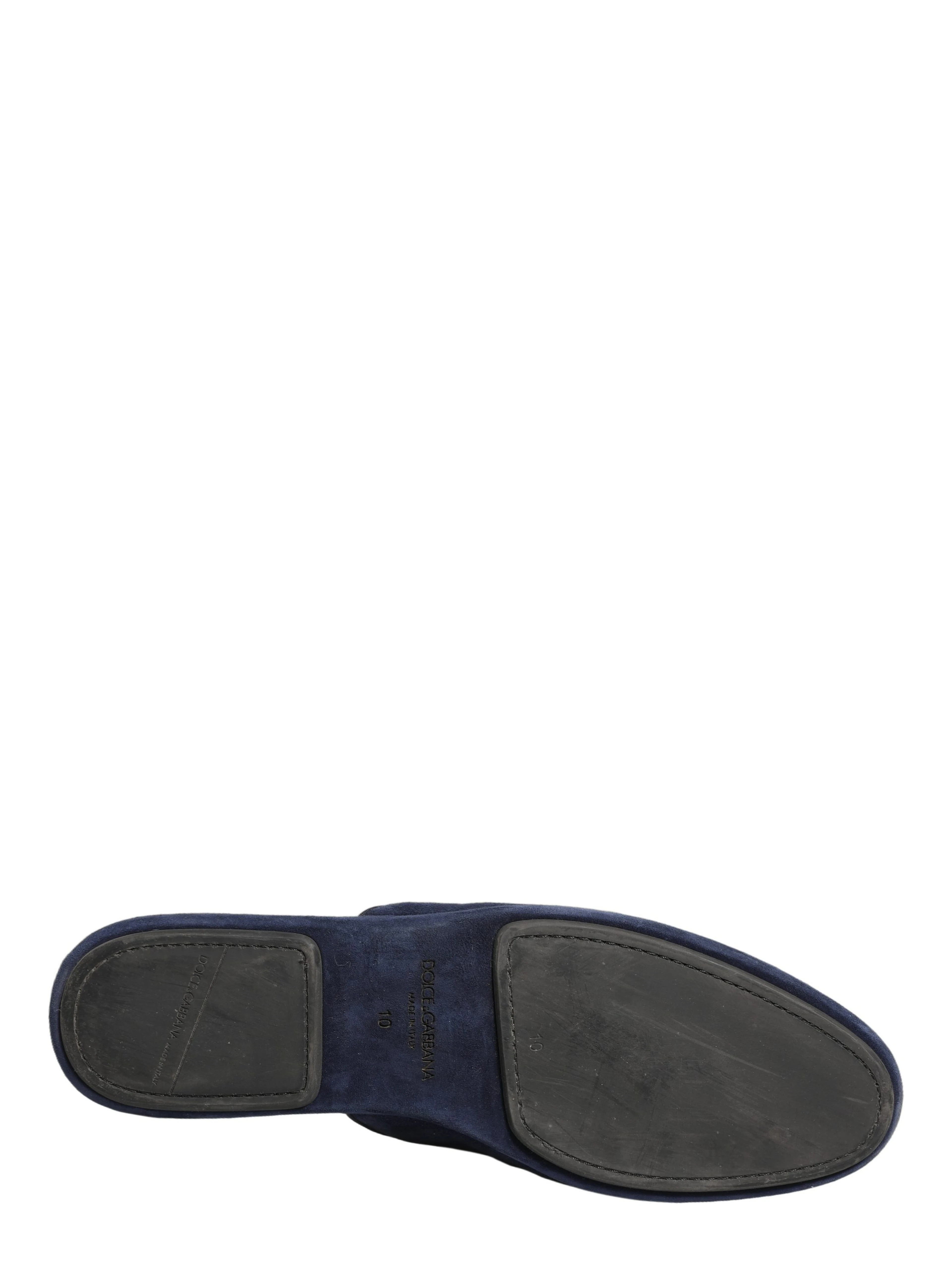 Blue Suede Slides Flat Slipper Men Shoes