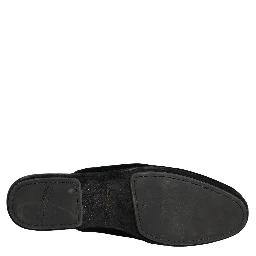 Dark Blue Suede Slides Flat Slipper Men Shoes