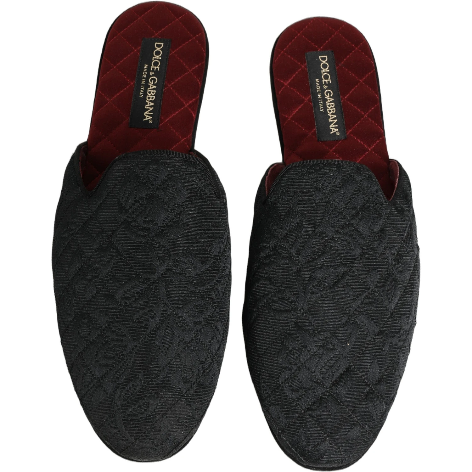 Black Floral Brocade Slides Slippers Shoes