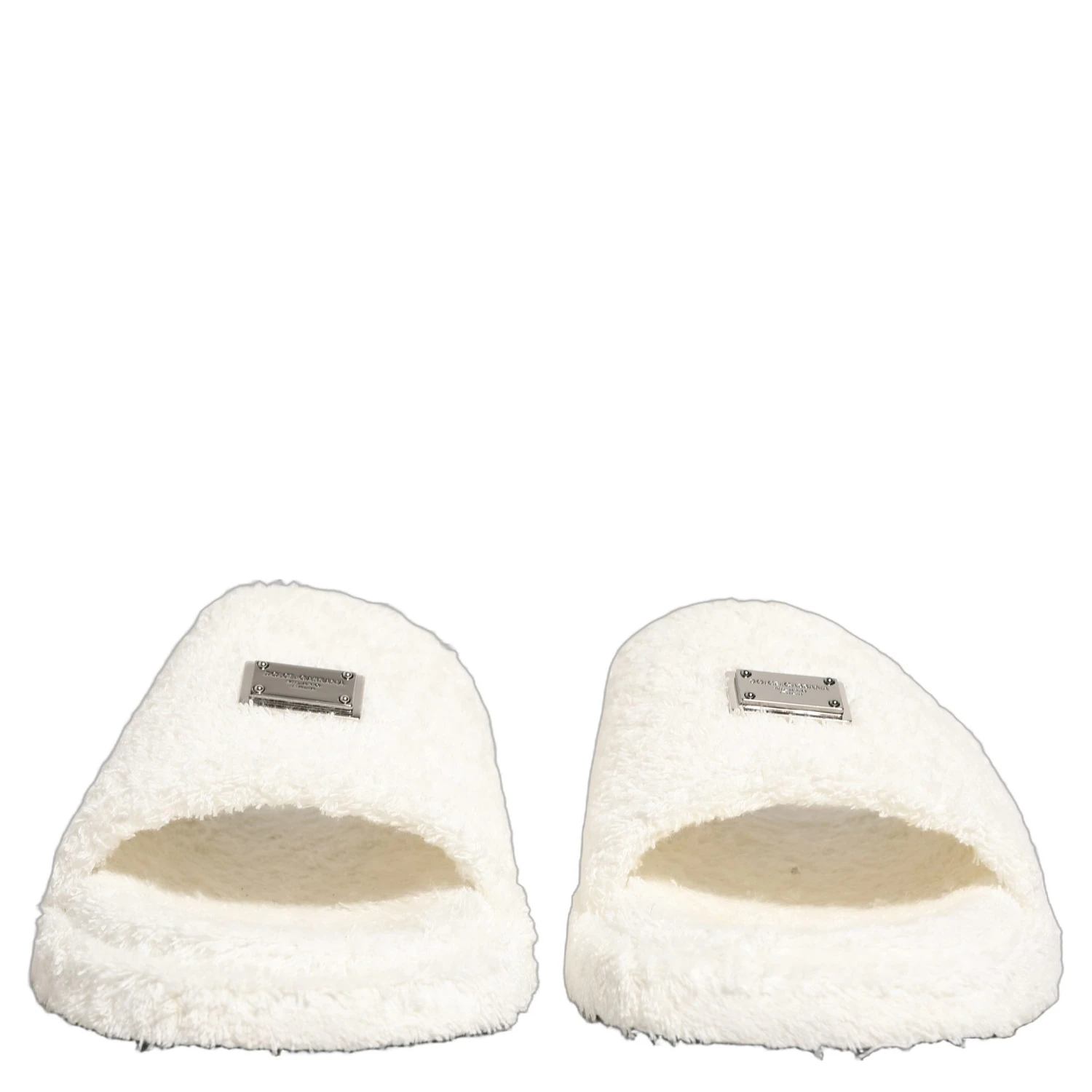 White Faux Fur Flats Men Slides Sandals Shoes
