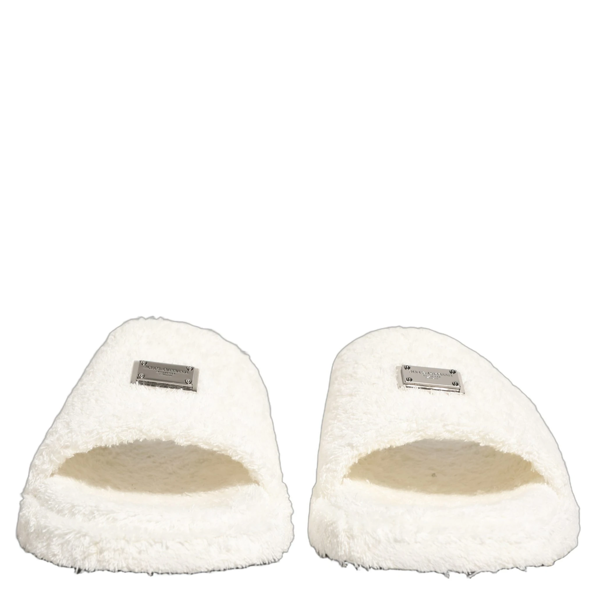 White Faux Fur Flats Men Slides Sandals Shoes