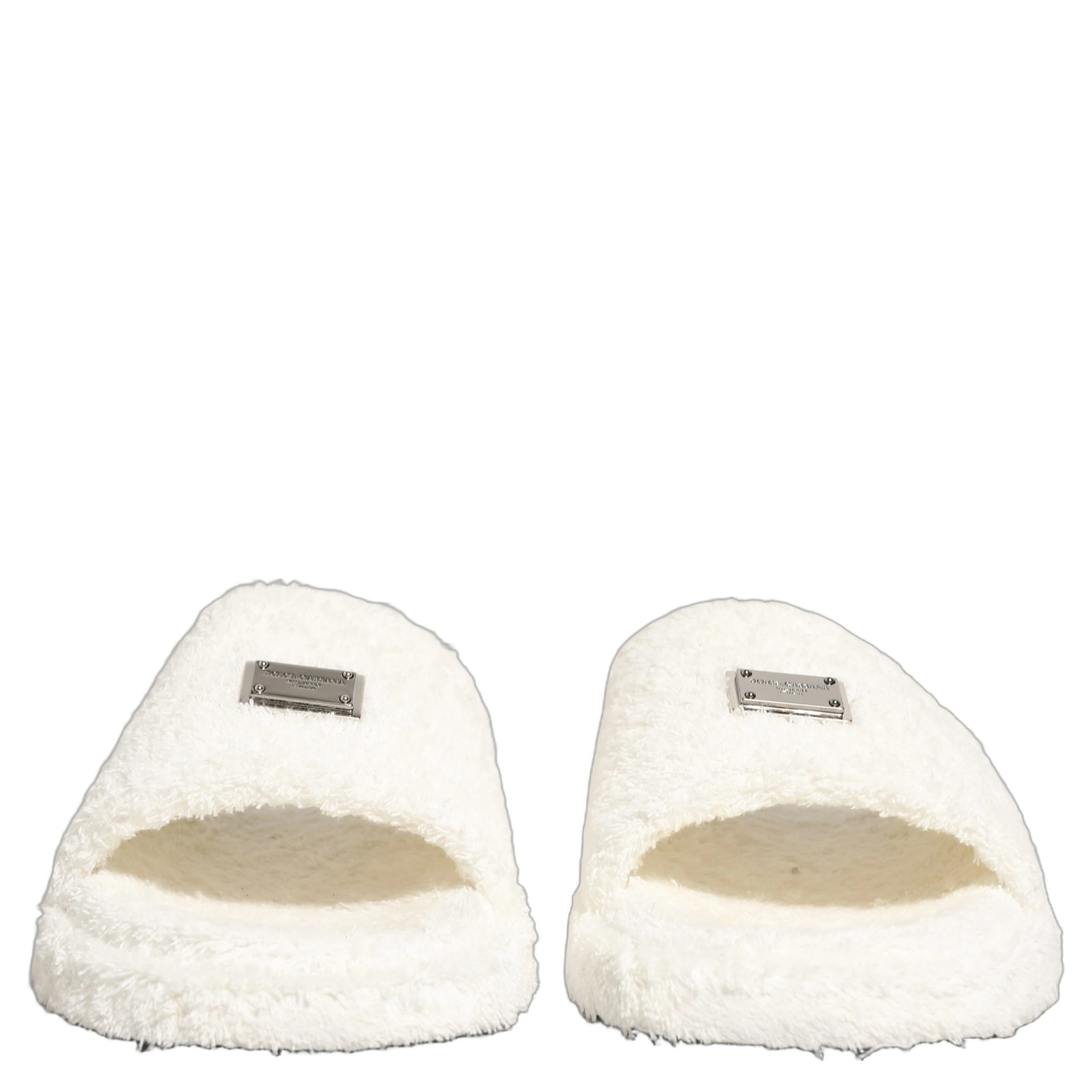 White Faux Fur Flats Men Slides Sandals Shoes