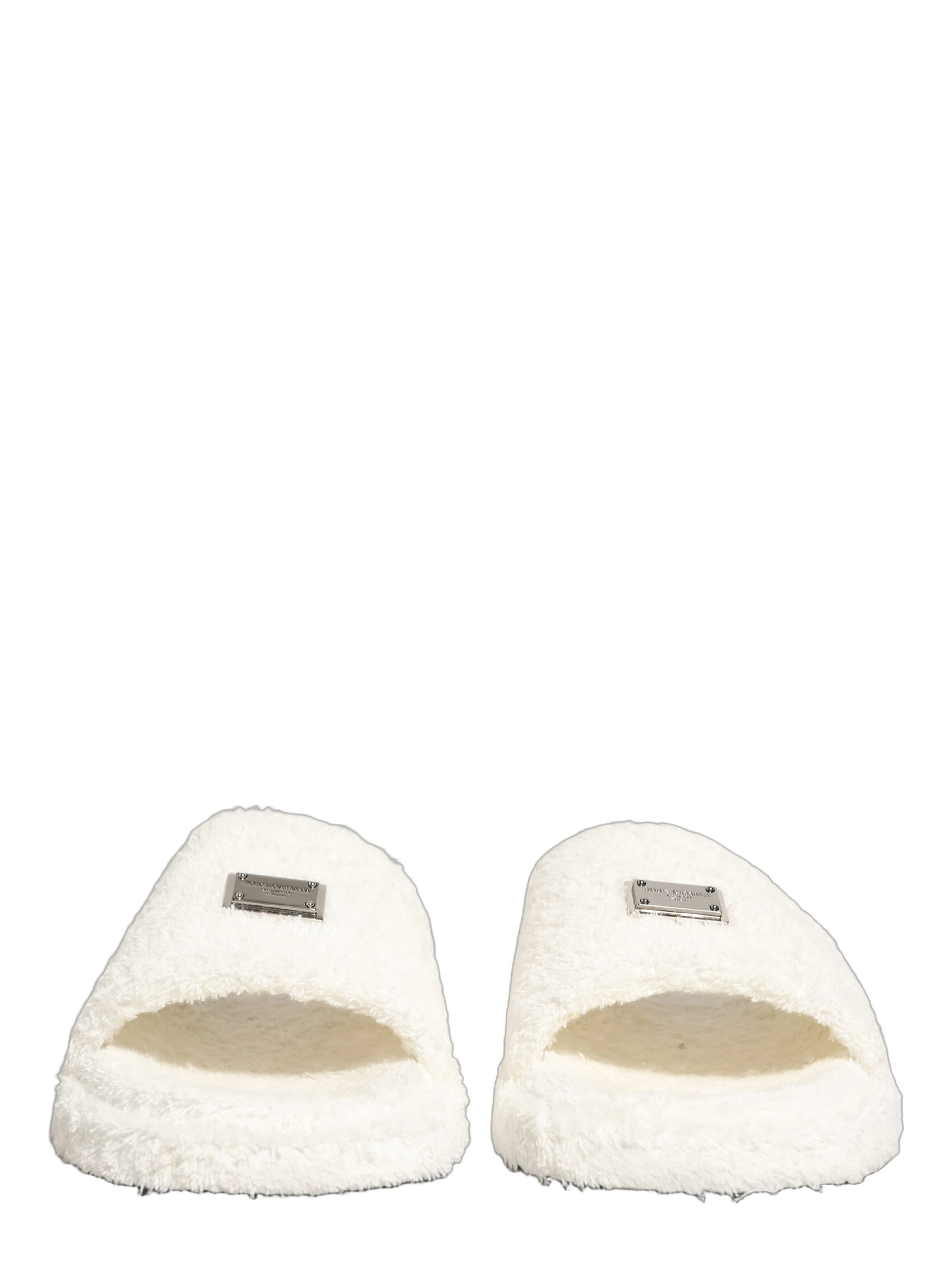 White Faux Fur Flats Men Slides Sandals Shoes