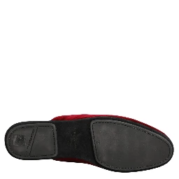 Red Suede Slides Flat Slipper Men Shoes