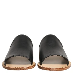 Brown Leather Slides Sandals Flats Men Shoes