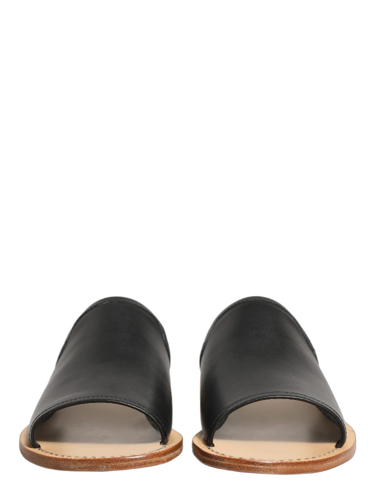 Brown Leather Slides Sandals Flats Men Shoes alternative
