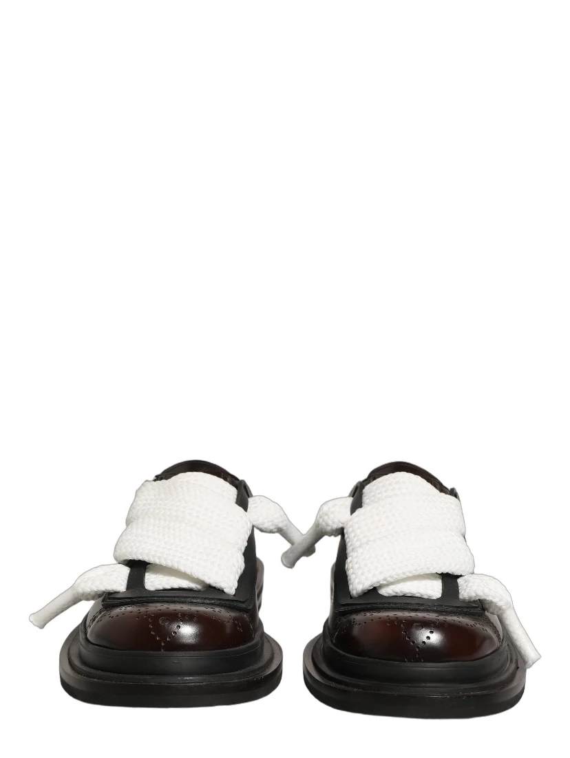 Brown Leather Slip On Flat Sandals Men Shoes
