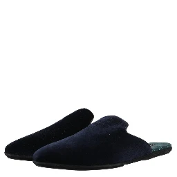 Dark Blue Suede Slides Flat Slipper Men Shoes