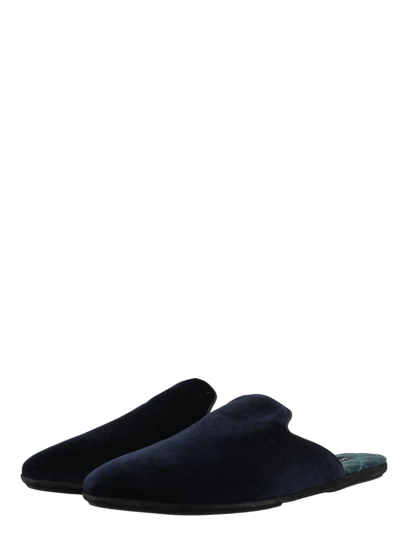 Dark Blue Suede Slides Flat Slipper Men Shoes