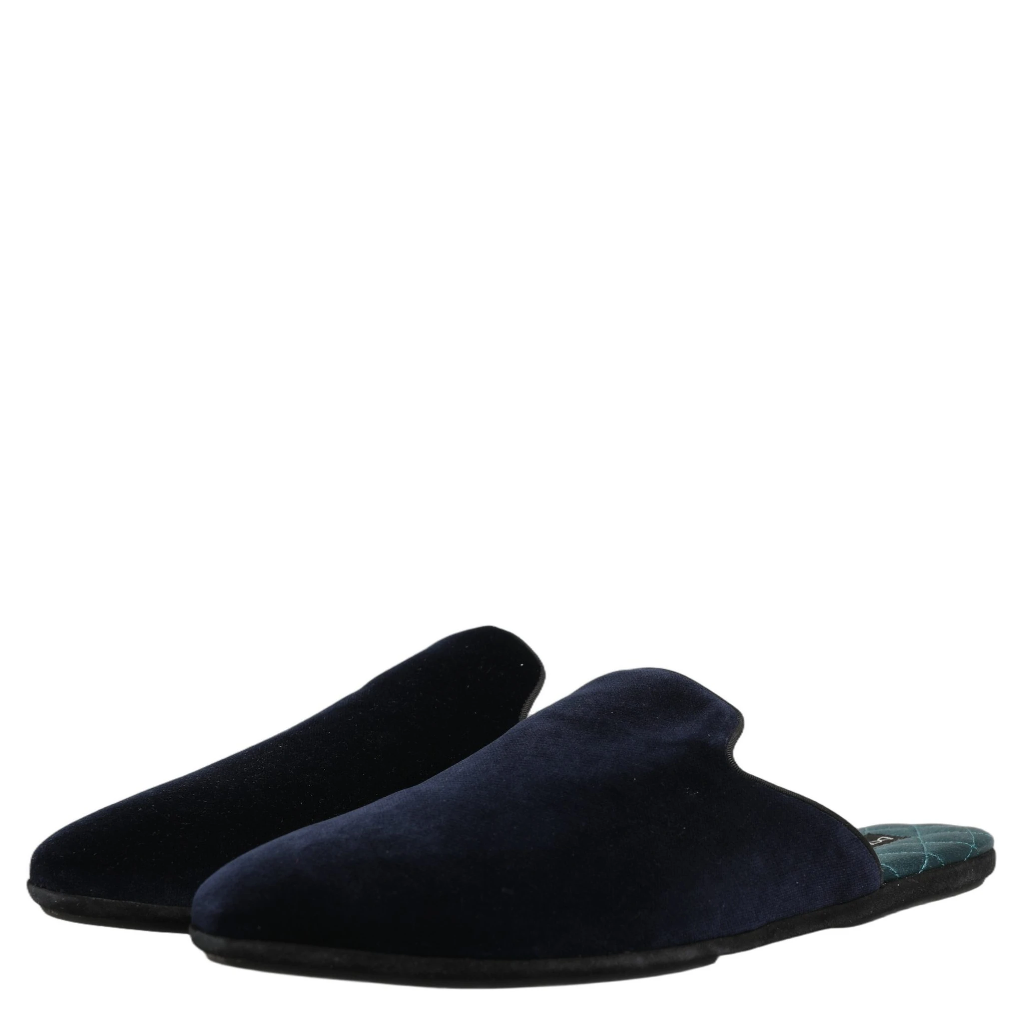 Dark Blue Suede Slides Flat Slipper Men Shoes