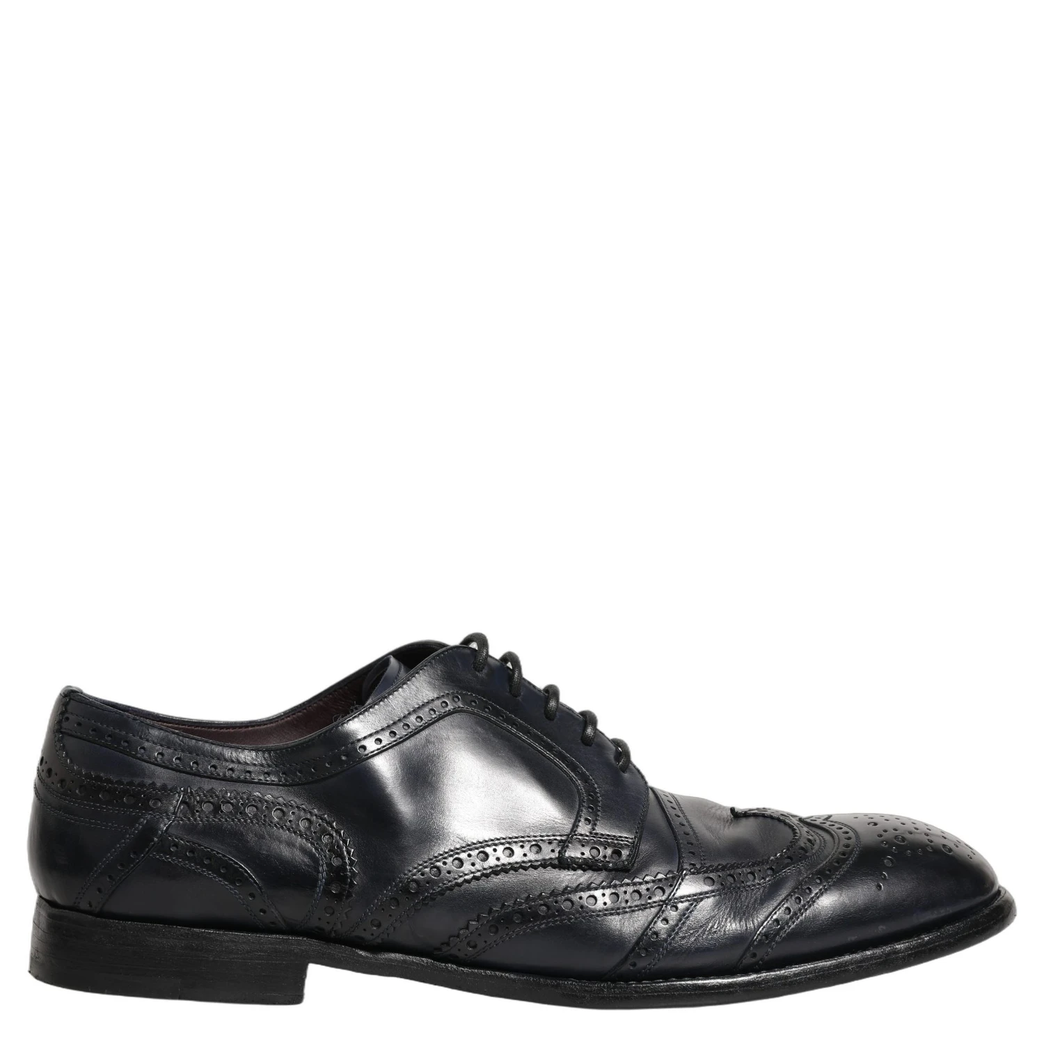 Blue Leather Derby Wingtip Formal Shoes