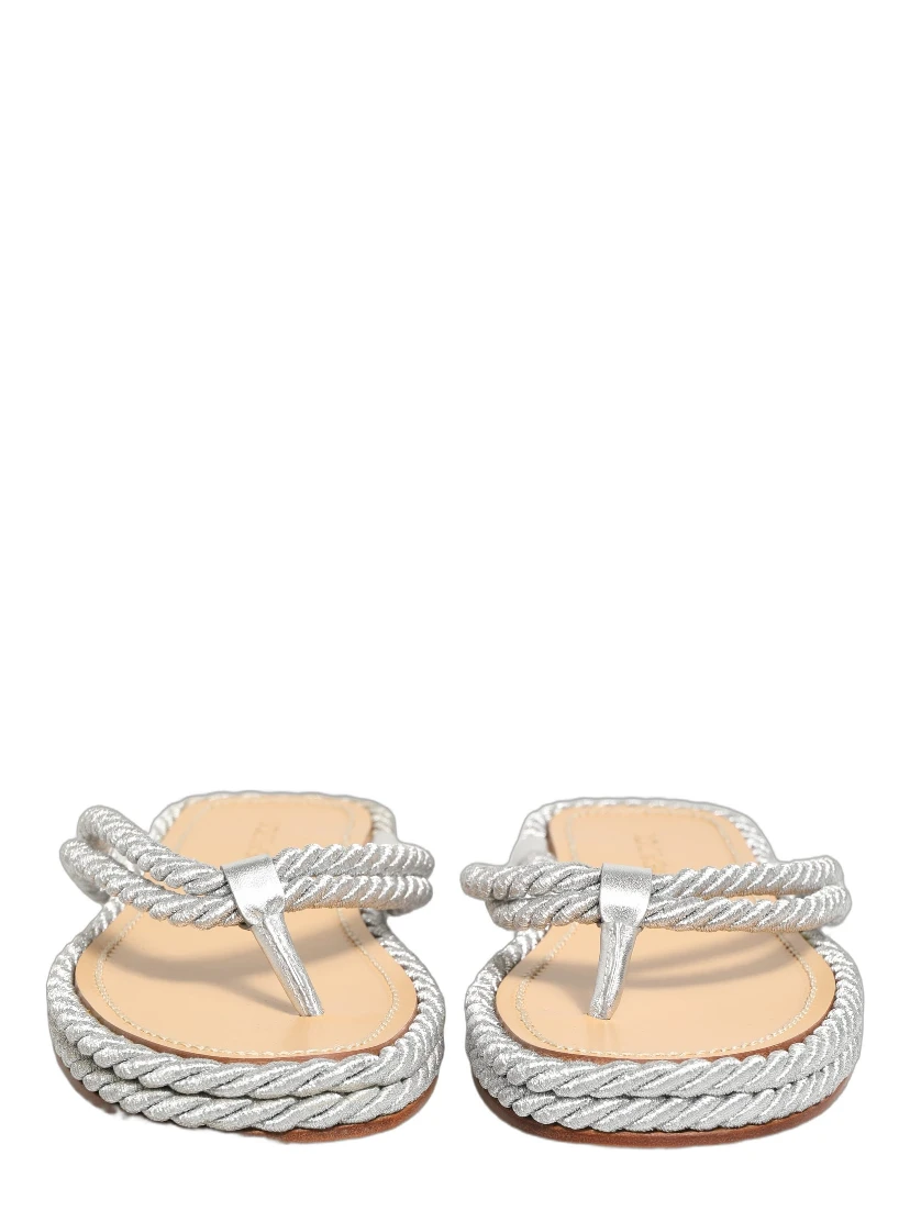 Silver Rope Slides Sandals Flip Flops Shoes