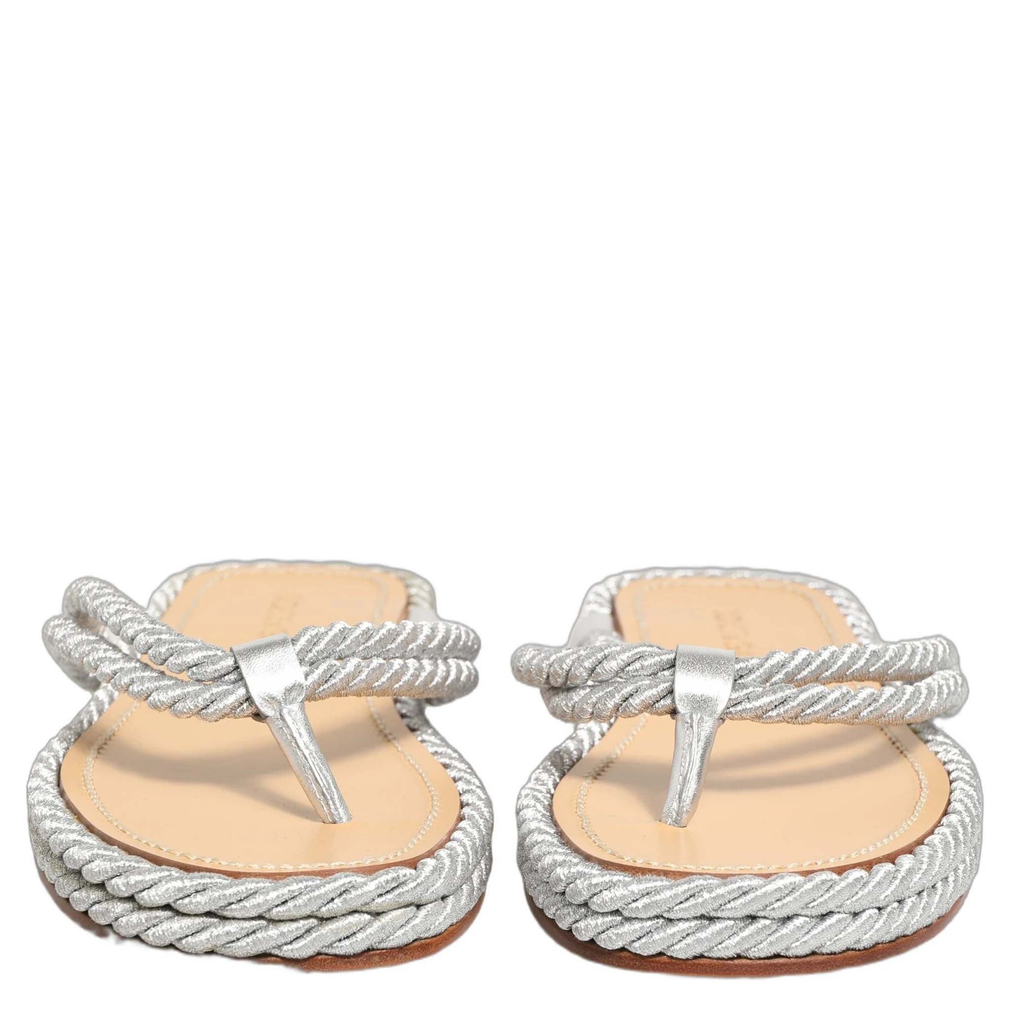 Silver Rope Slides Sandals Flip Flops Shoes