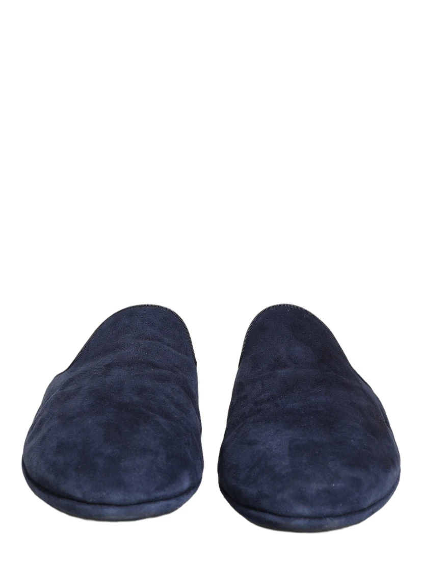 Blue Suede Slides Flat Slipper Men Shoes