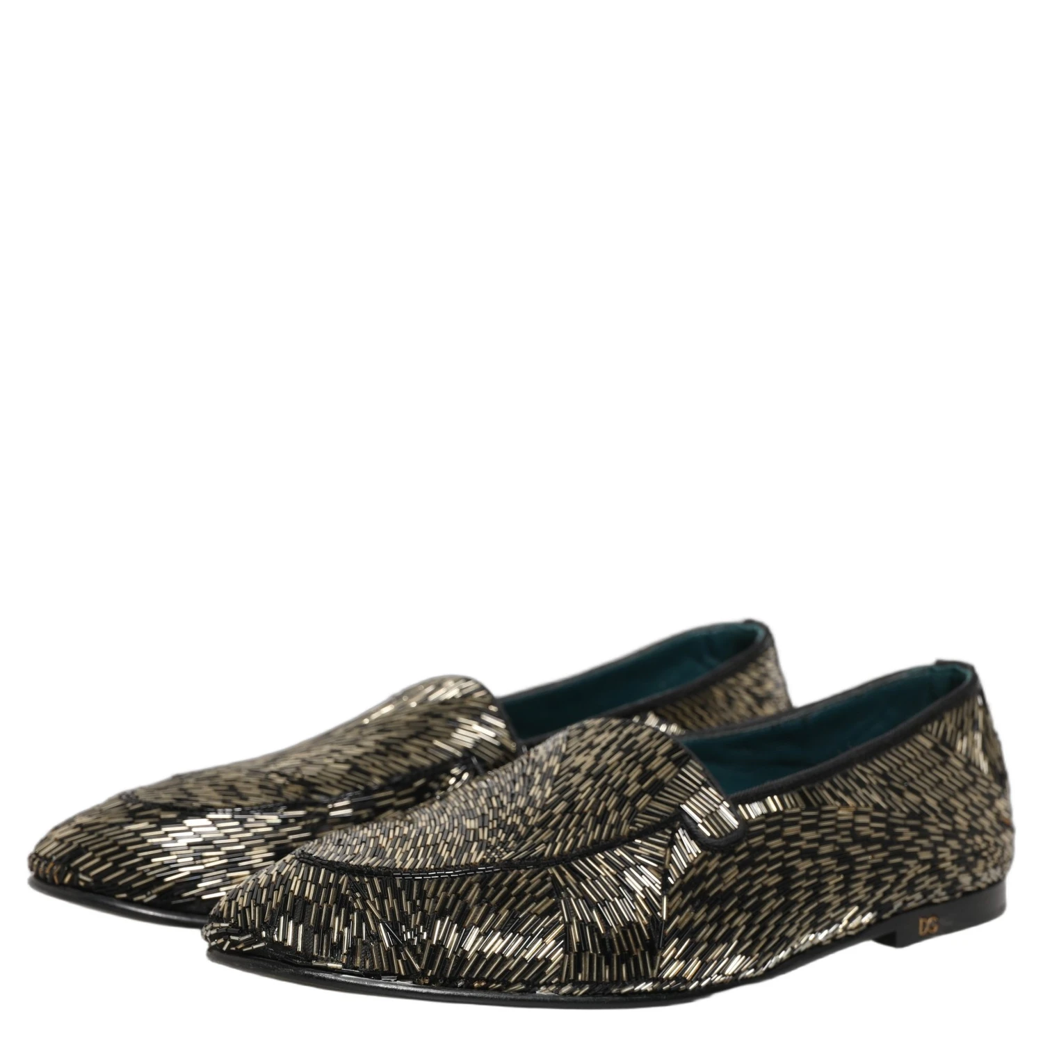 Black Silver Embellished Dress Loafers Shoes