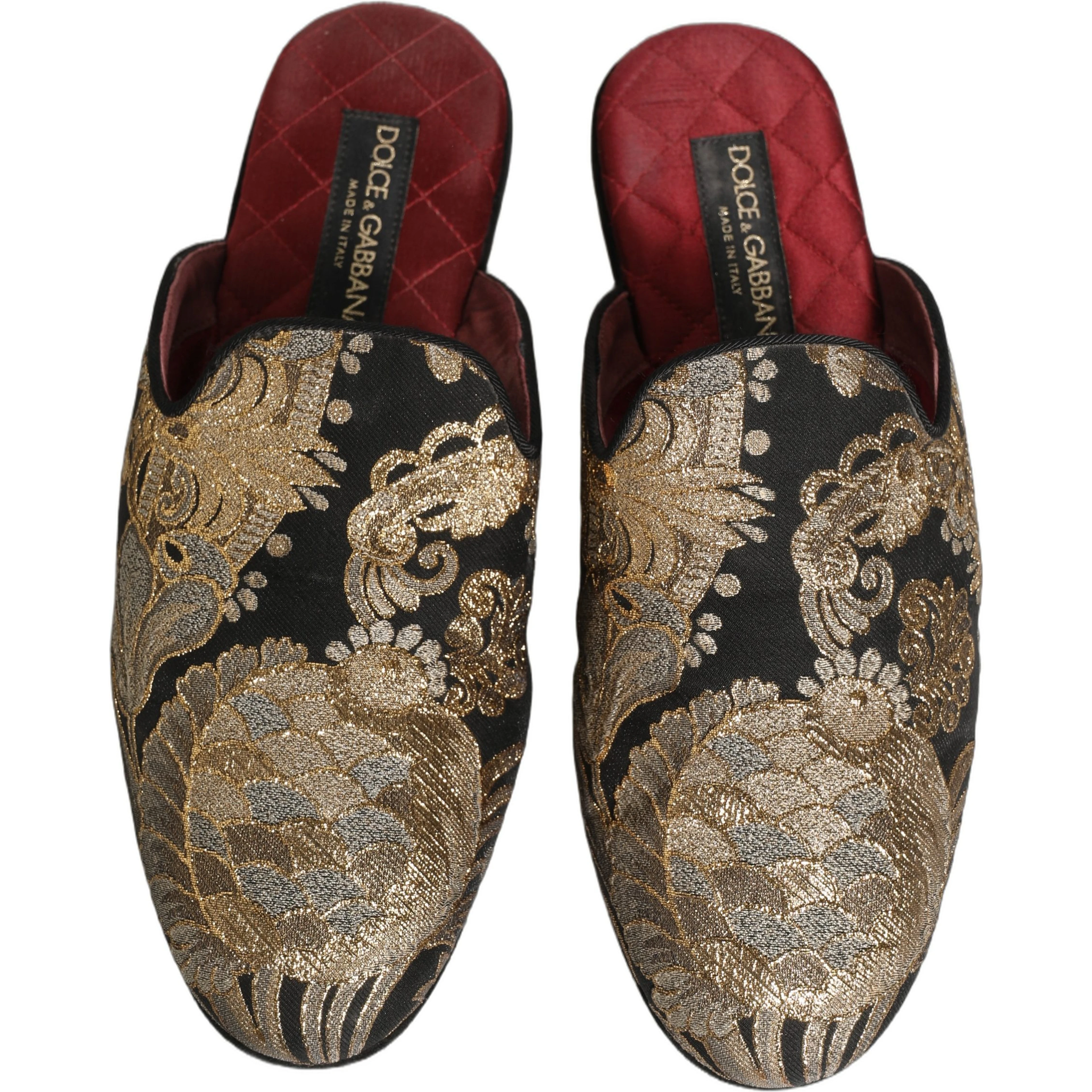 Black Floral Jacquard Flats Sandals Men Shoes