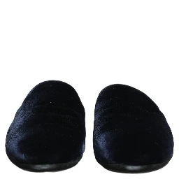 Dark Blue Suede Slides Flat Slipper Men Shoes
