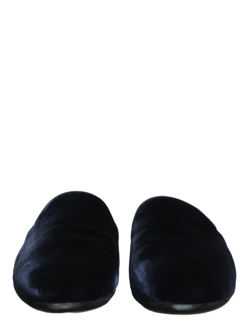 Dark Blue Suede Slides Flat Slipper Men Shoes