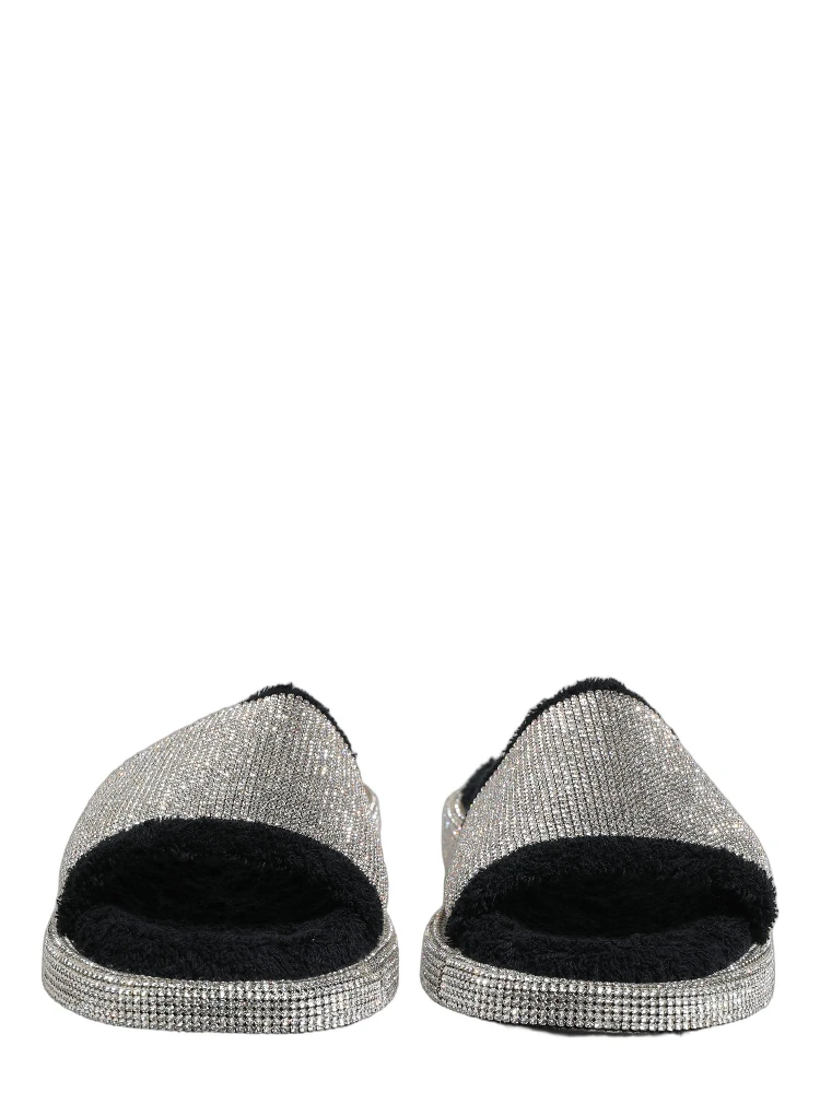 Black Crystal Embellished Platform Men Slides Shoes alternative