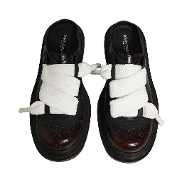Brown Leather Slip On Flat Sandals Men Shoes