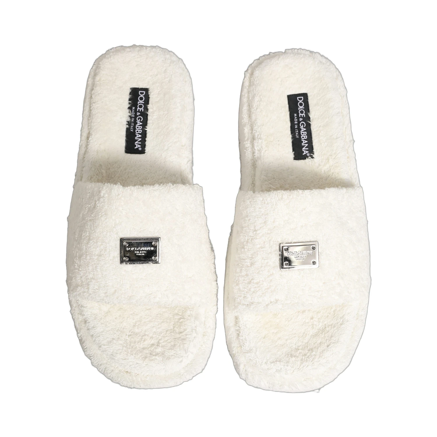White Faux Fur Flats Men Slides Sandals Shoes