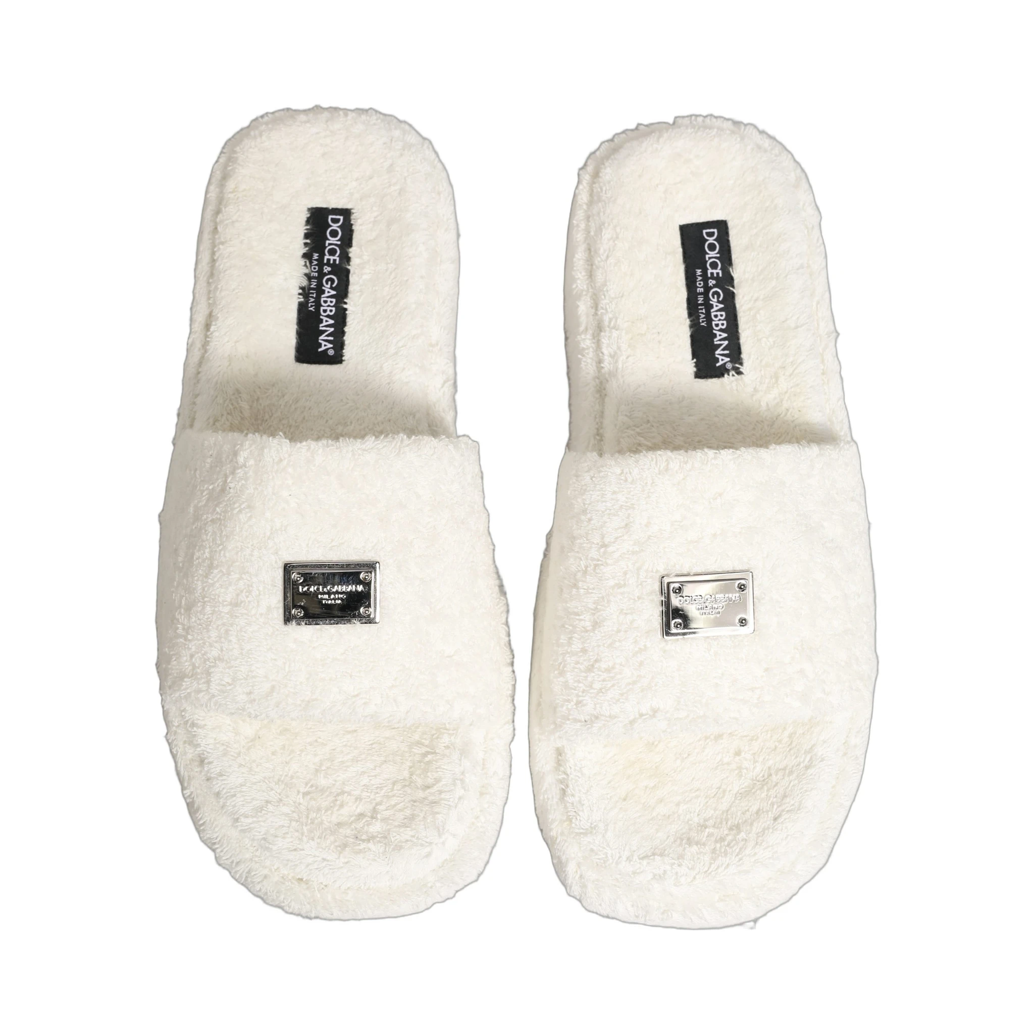 White Faux Fur Flats Men Slides Sandals Shoes