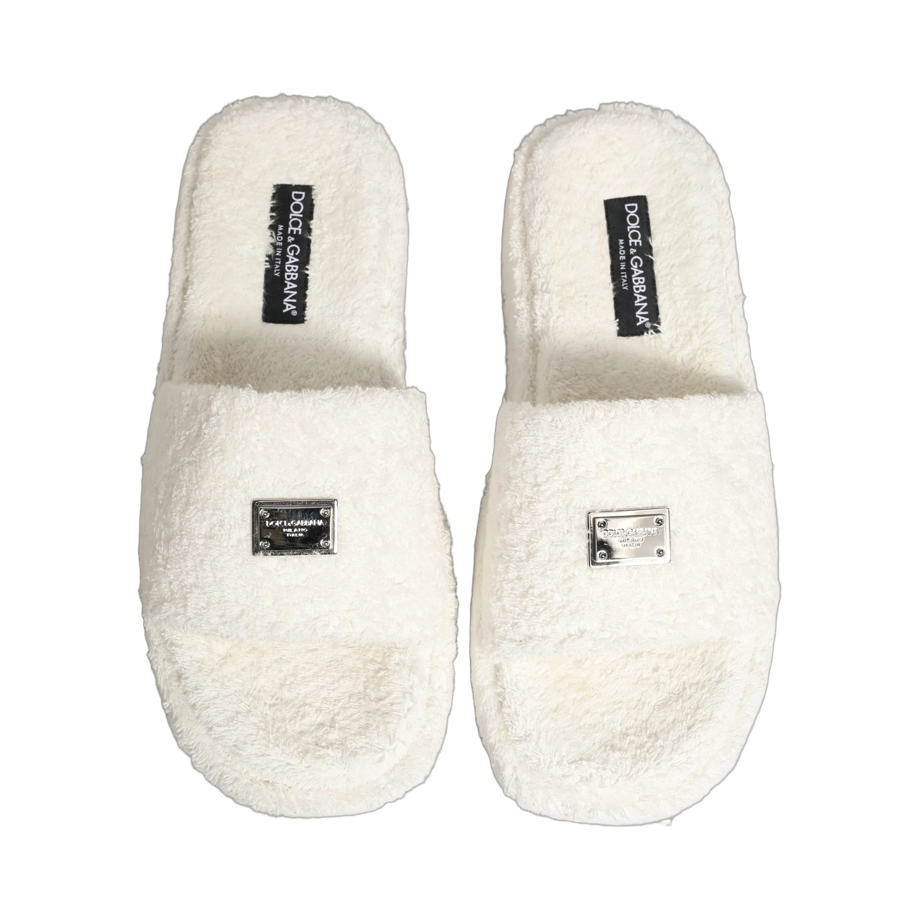 White Faux Fur Flats Men Slides Sandals Shoes