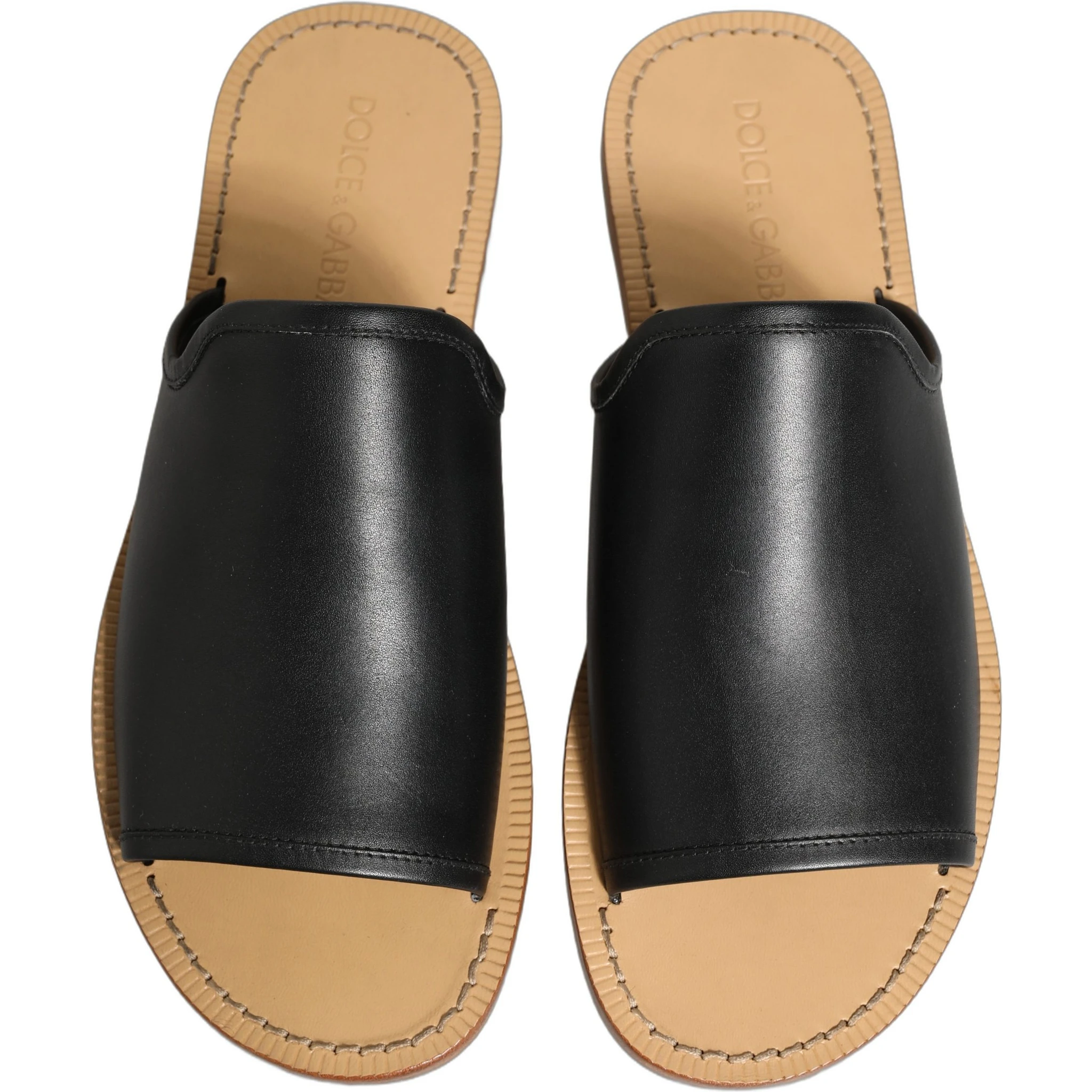 Brown Leather Slides Sandals Flats Men Shoes