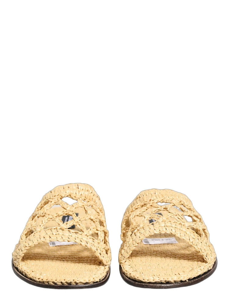 Beige Straw Raffia Slides Sandals Flats Shoes alternative