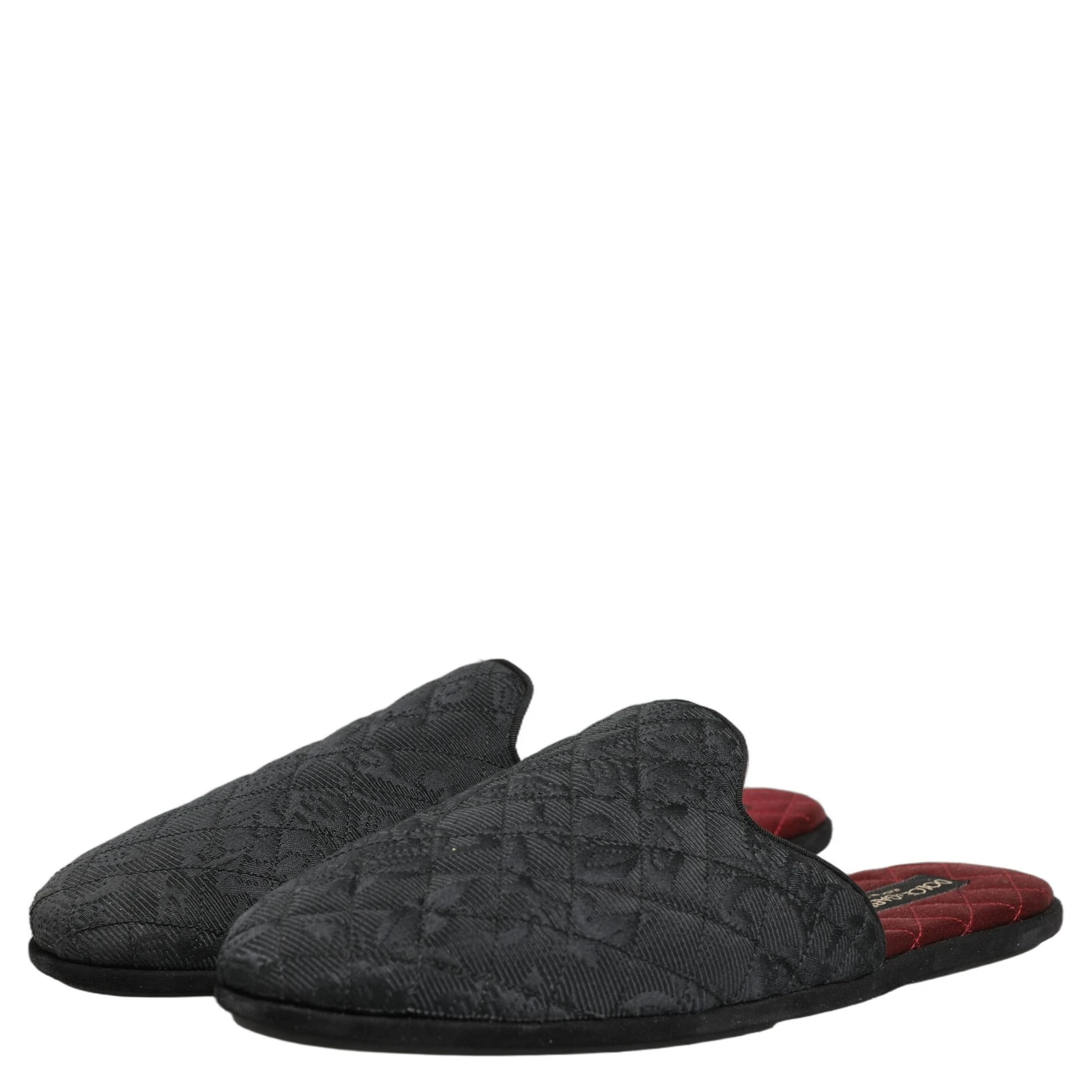 Black Floral Brocade Slides Slippers Shoes