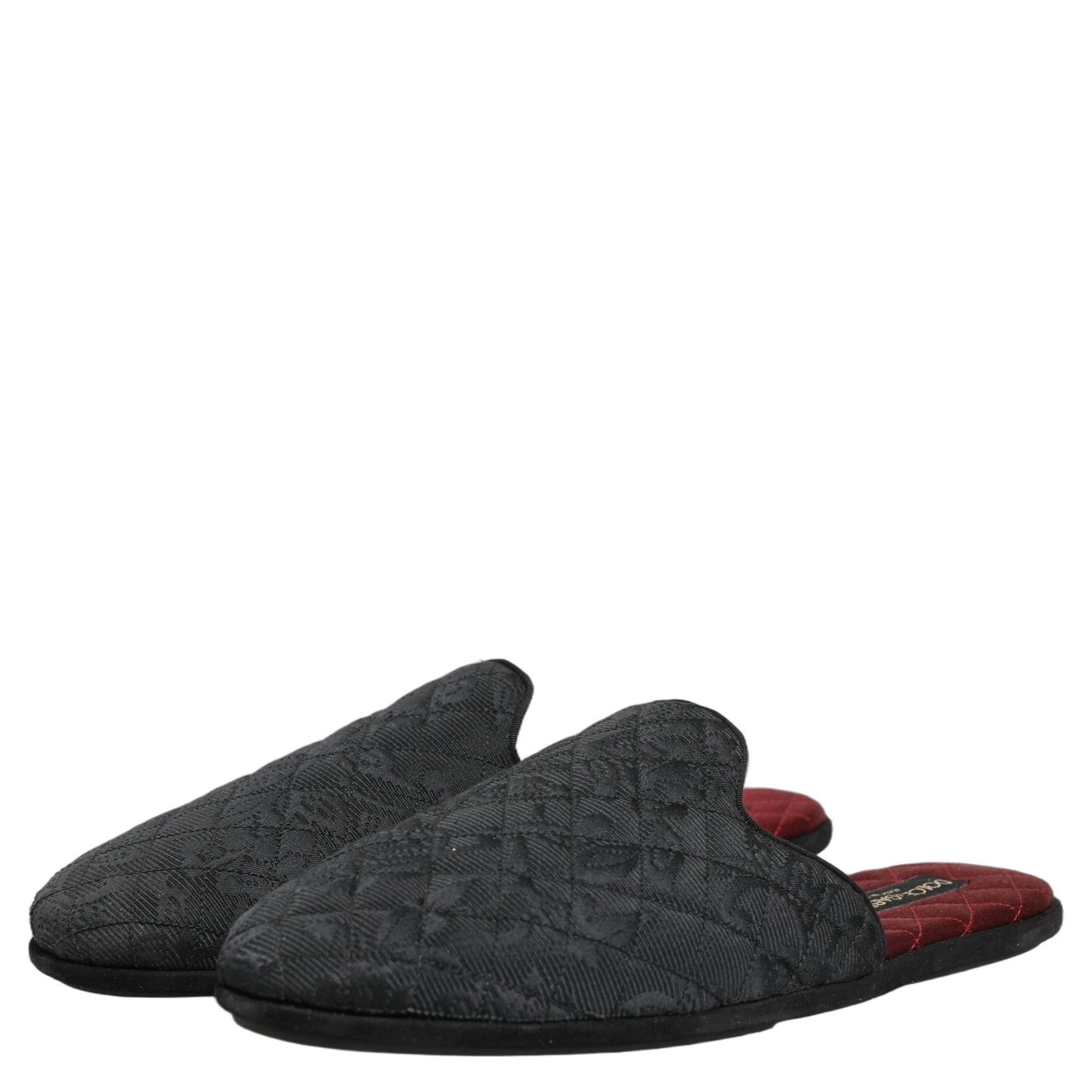 Black Floral Brocade Slides Slippers Shoes
