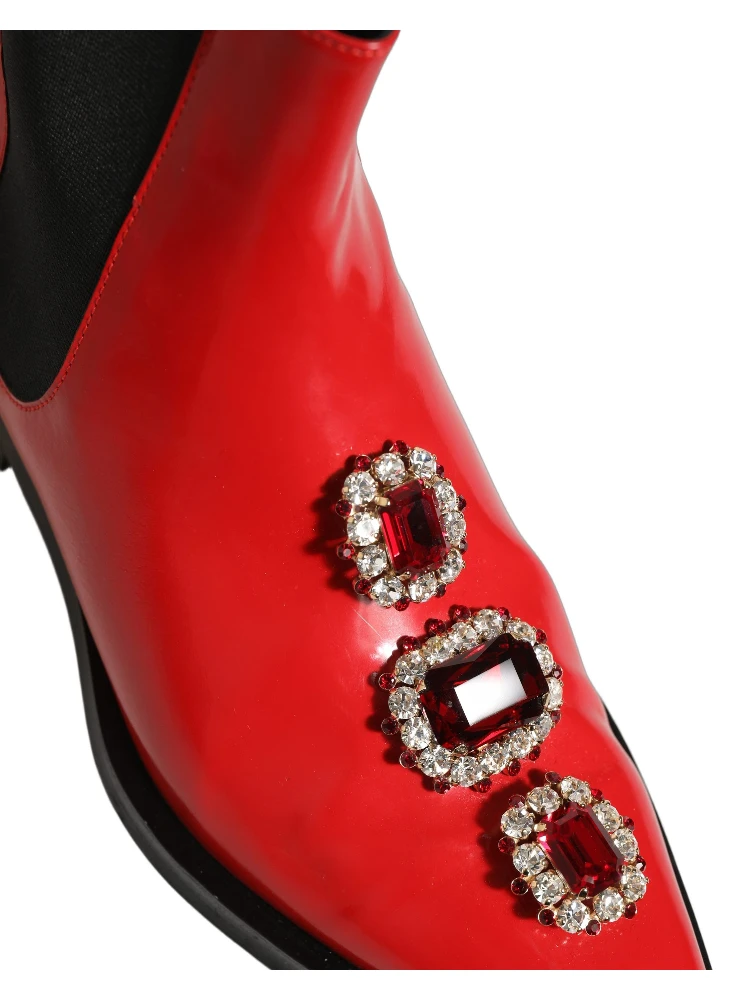Red Embellished Chelsea Men Ankle Boots Shoes