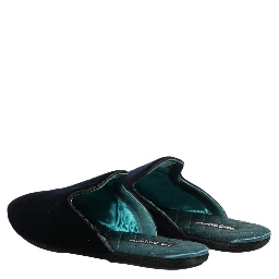 Dark Blue Suede Slides Flat Slipper Men Shoes