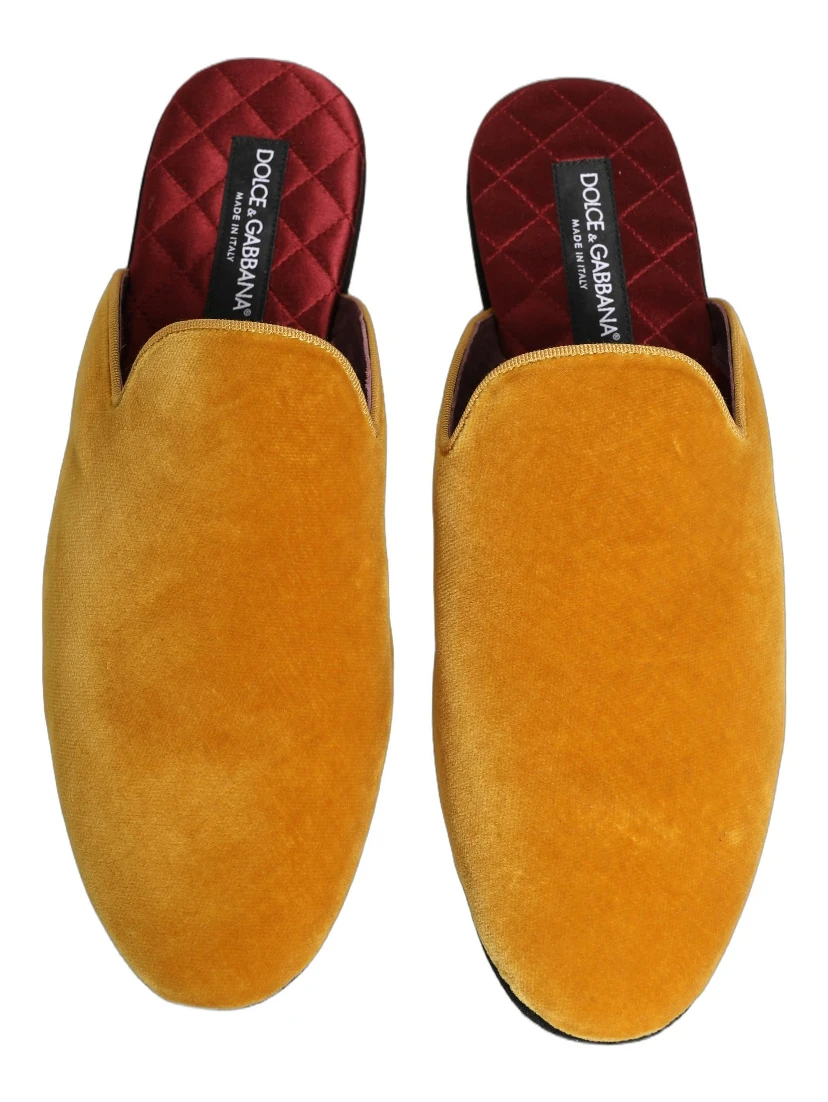 Yellow Suede Slides Flat Slipper Men Shoes