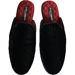 Dark Blue Suede Slides Flat Slipper Men Shoes