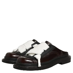 Brown Leather Slip On Flat Sandals Men Shoes