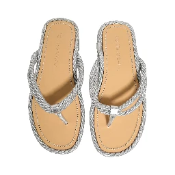Silver Rope Slides Sandals Flip Flops Shoes