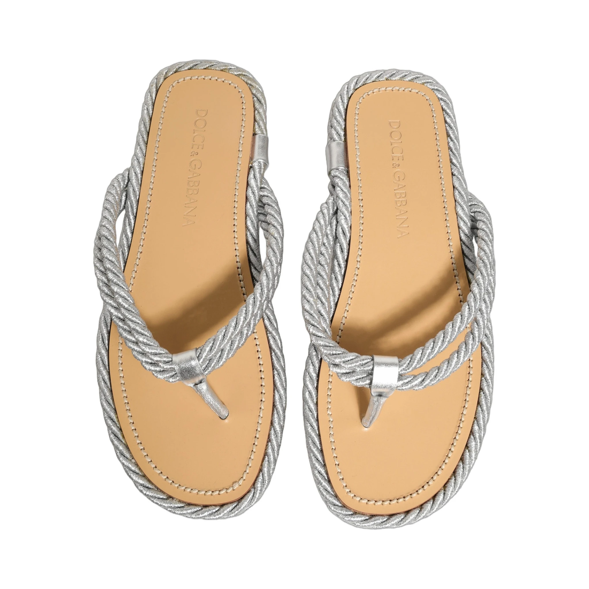 Silver Rope Slides Sandals Flip Flops Shoes