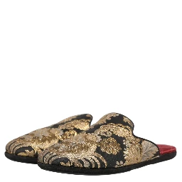 Black Floral Jacquard Flats Sandals Men Shoes