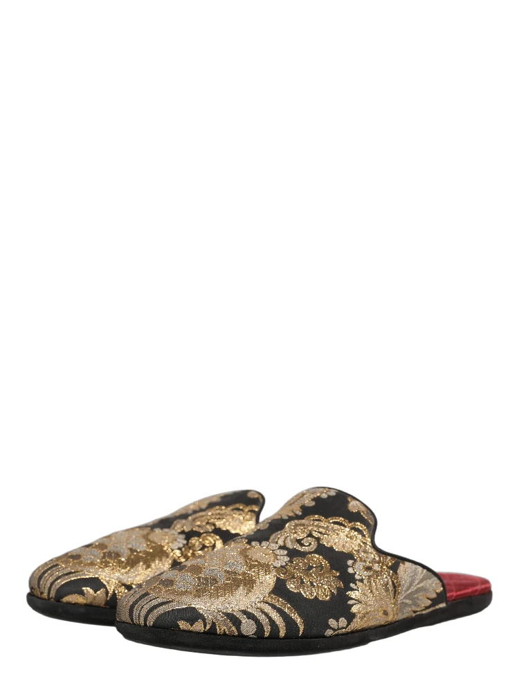 Black Floral Jacquard Flats Sandals Men Shoes alternative