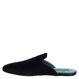 Dark Blue Suede Slides Flat Slipper Men Shoes