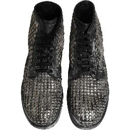 Black Leather Runway Studs Ankle Boots Shoes