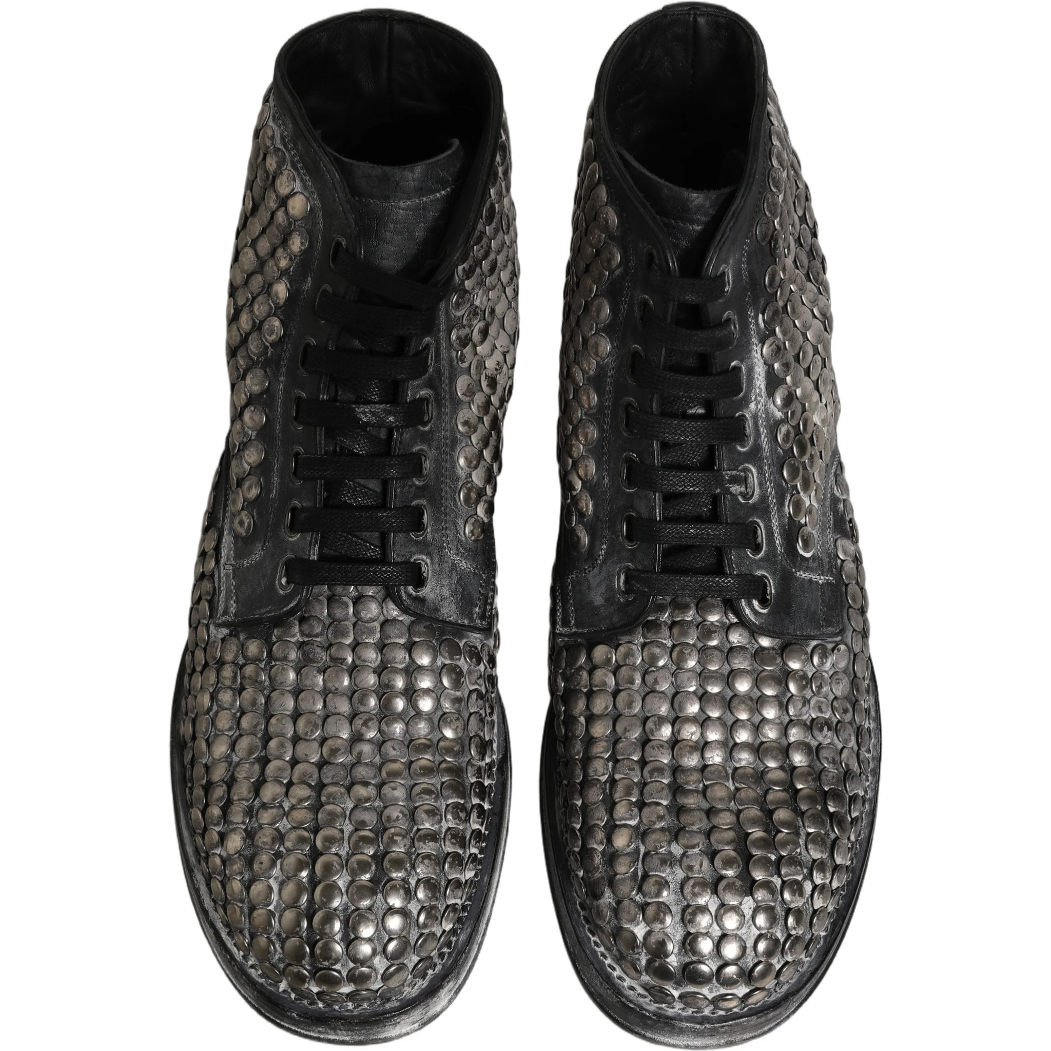 Black Leather Runway Studs Ankle Boots Shoes