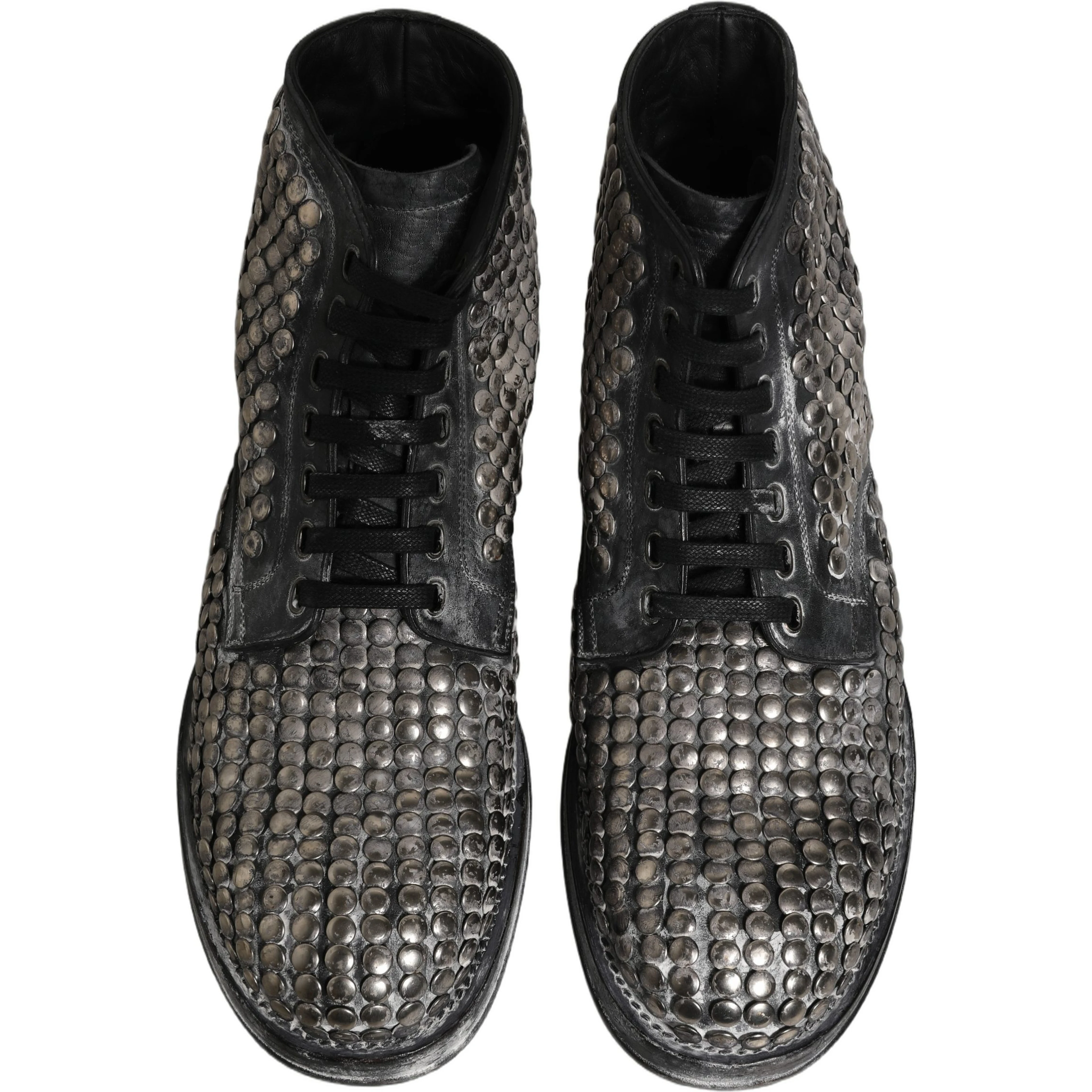 Black Leather Runway Studs Ankle Boots Shoes