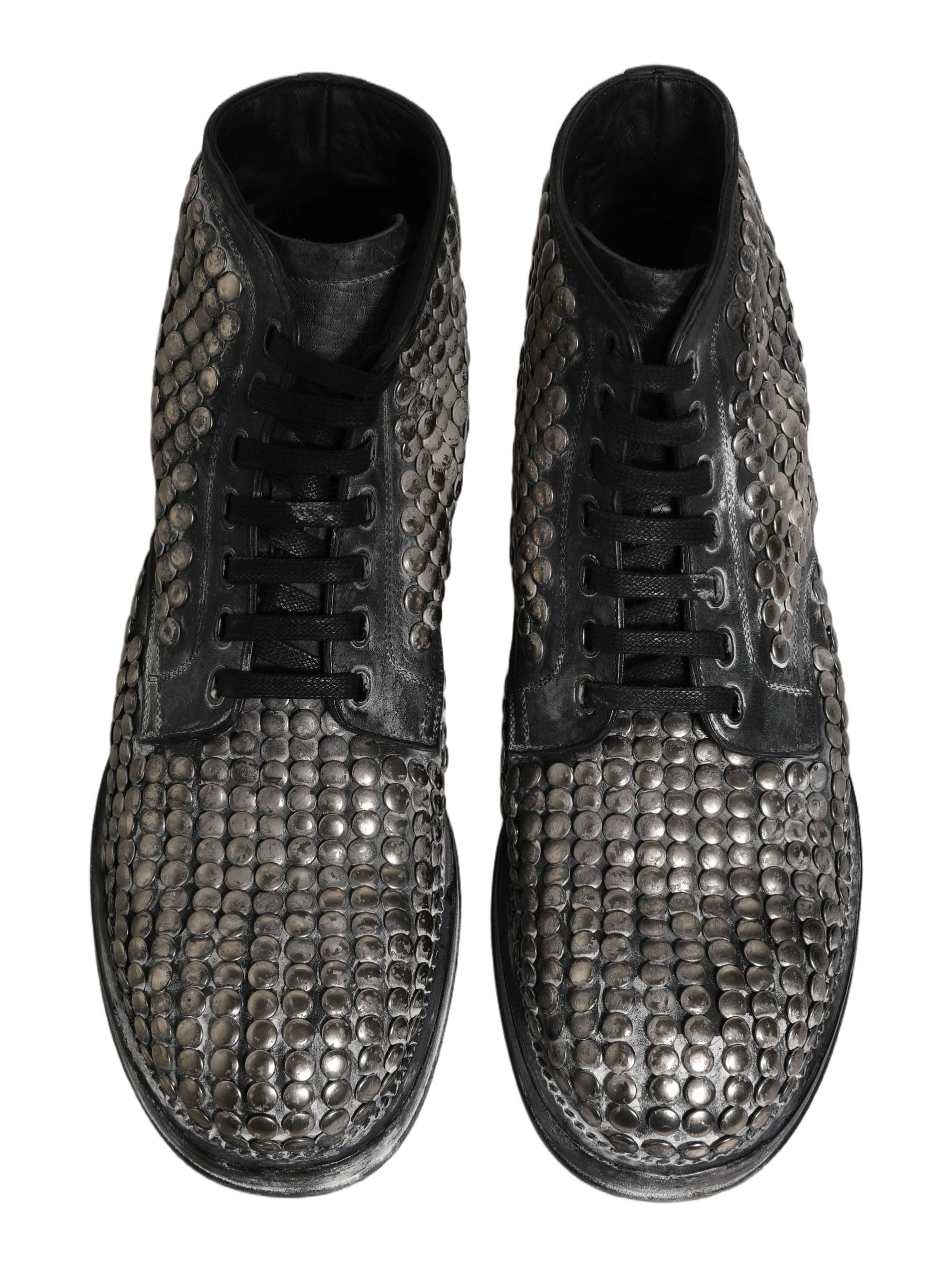 Black Leather Runway Studs Ankle Boots Shoes