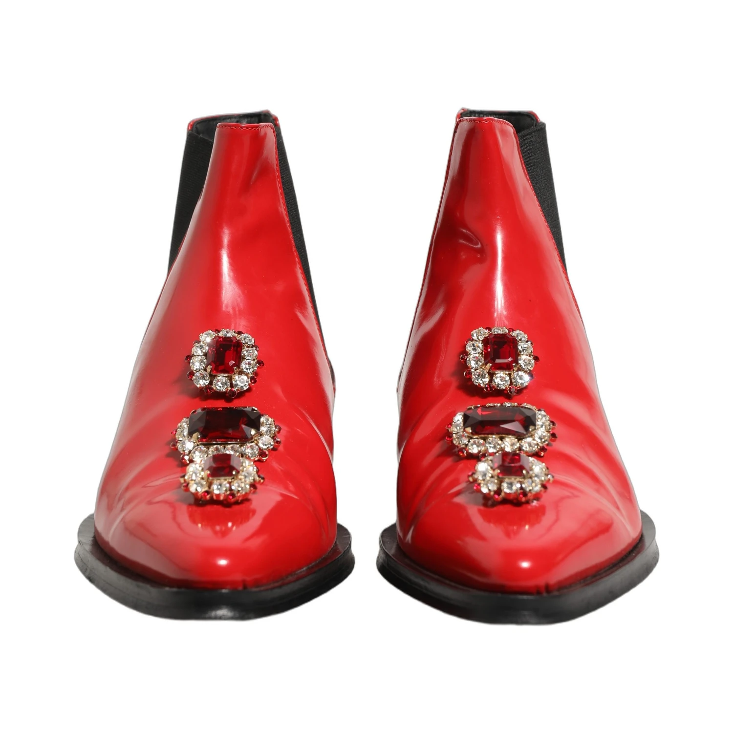 Red Embellished Chelsea Men Ankle Boots Shoes