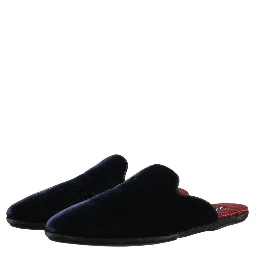 Dark Blue Suede Slides Flat Slipper Men Shoes