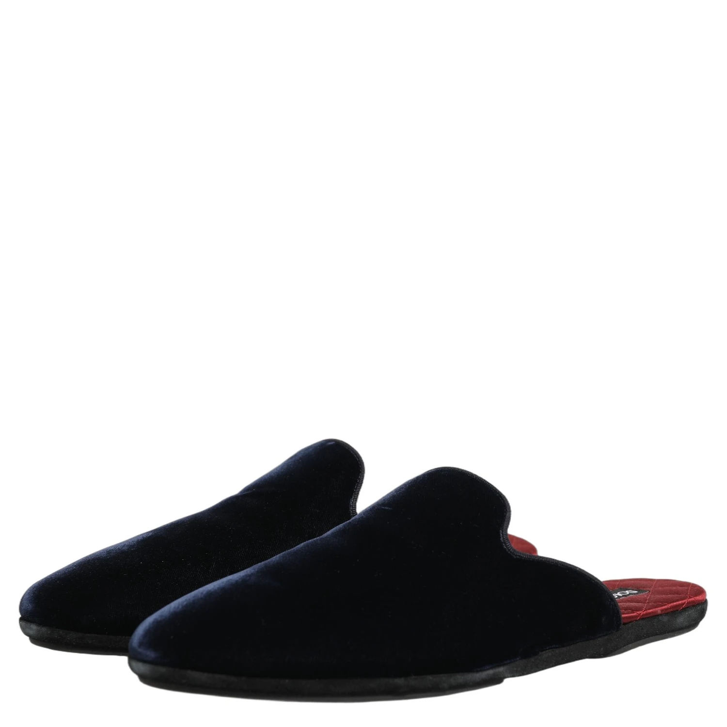 Dark Blue Suede Slides Flat Slipper Men Shoes